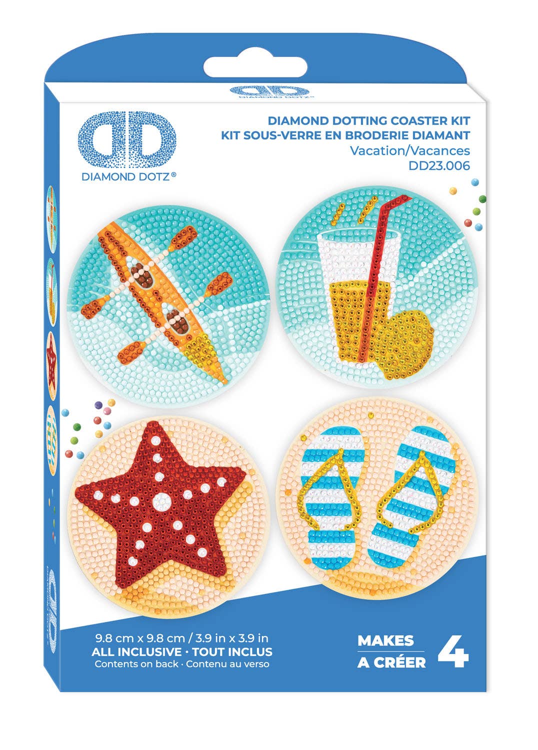 Summer Vacation Coasters - Diamond Dotz Art Kit - Makes 4