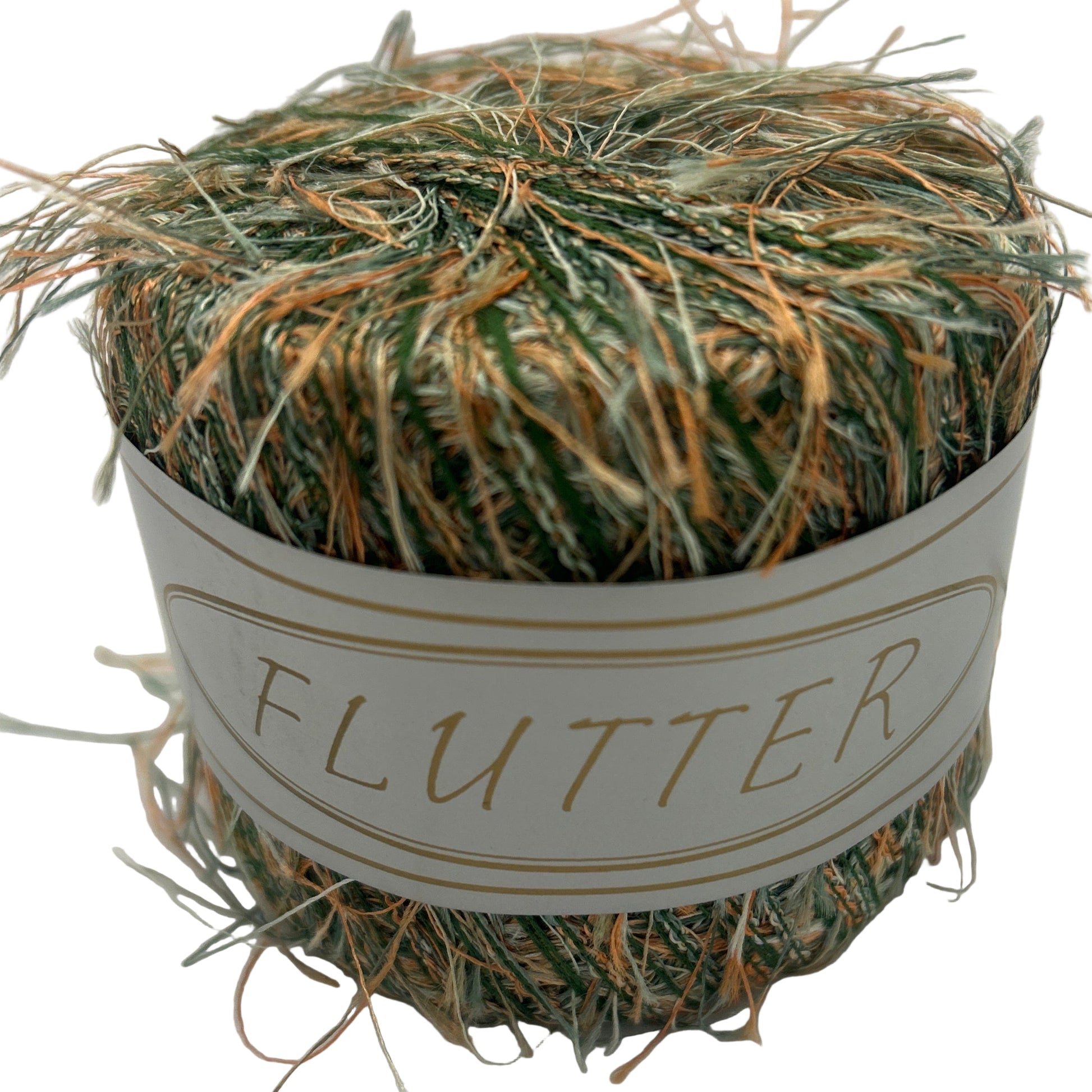 Yarn ball with 'FLUTTER' label on a white background