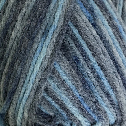 Blue striped yarn ball on a white background