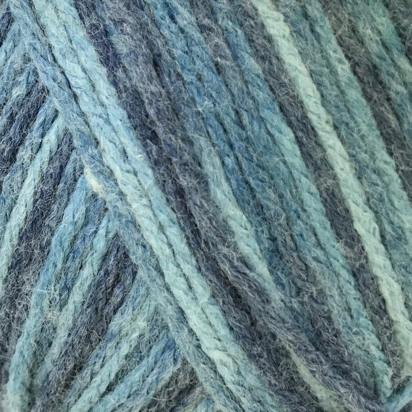 Close-up of blue and gray yarn strands