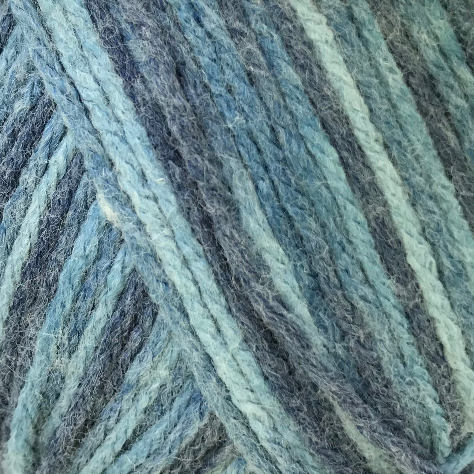 Close-up of blue and gray yarn strands