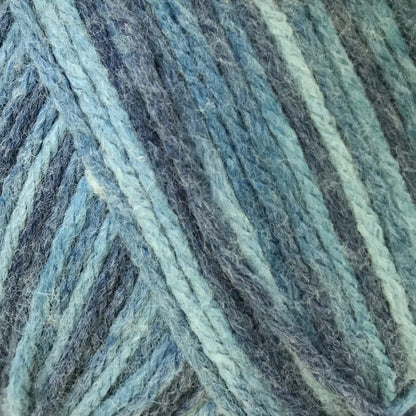 Close-up of blue and gray yarn strands