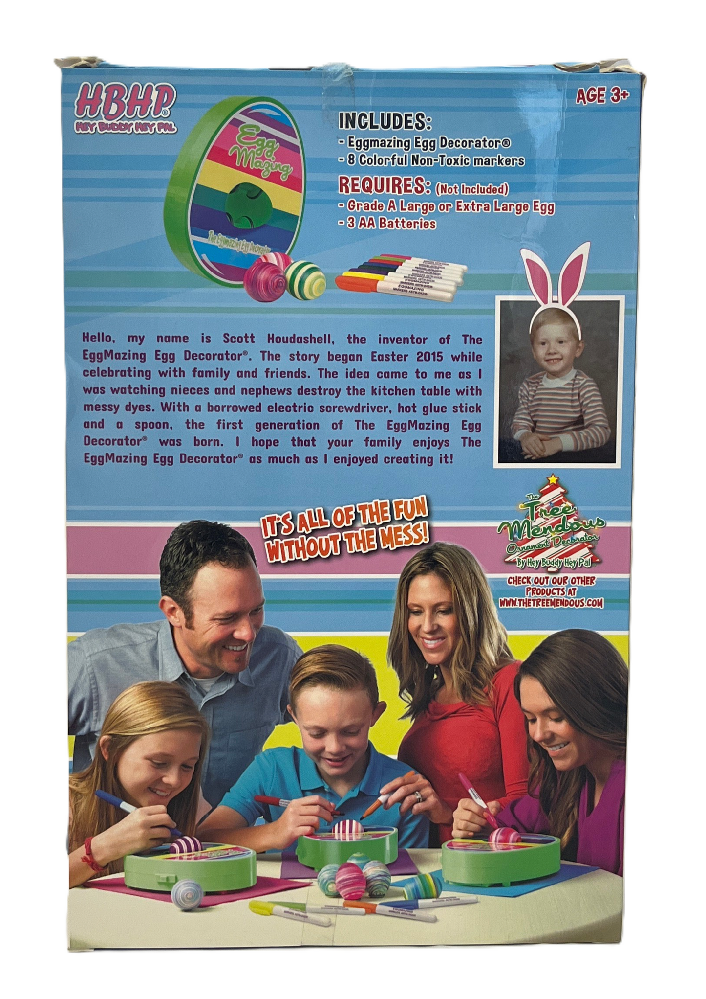 Box for a children's craft kit with family using the product