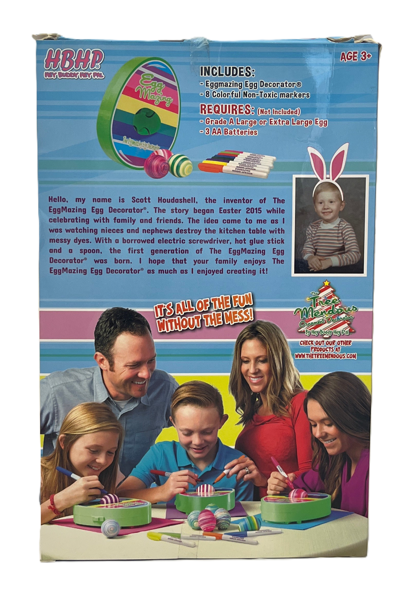Box for a children's craft kit with family using the product