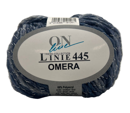 Blue yarn ball with a label on a white background