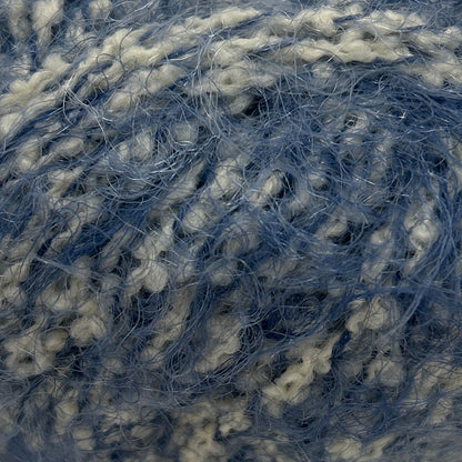 Close-up of blue and white yarn strands