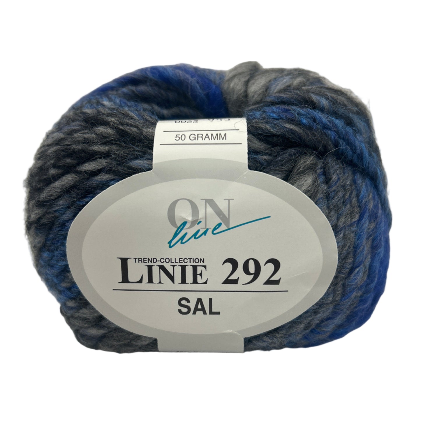 Ball of yarn with a label on a white background