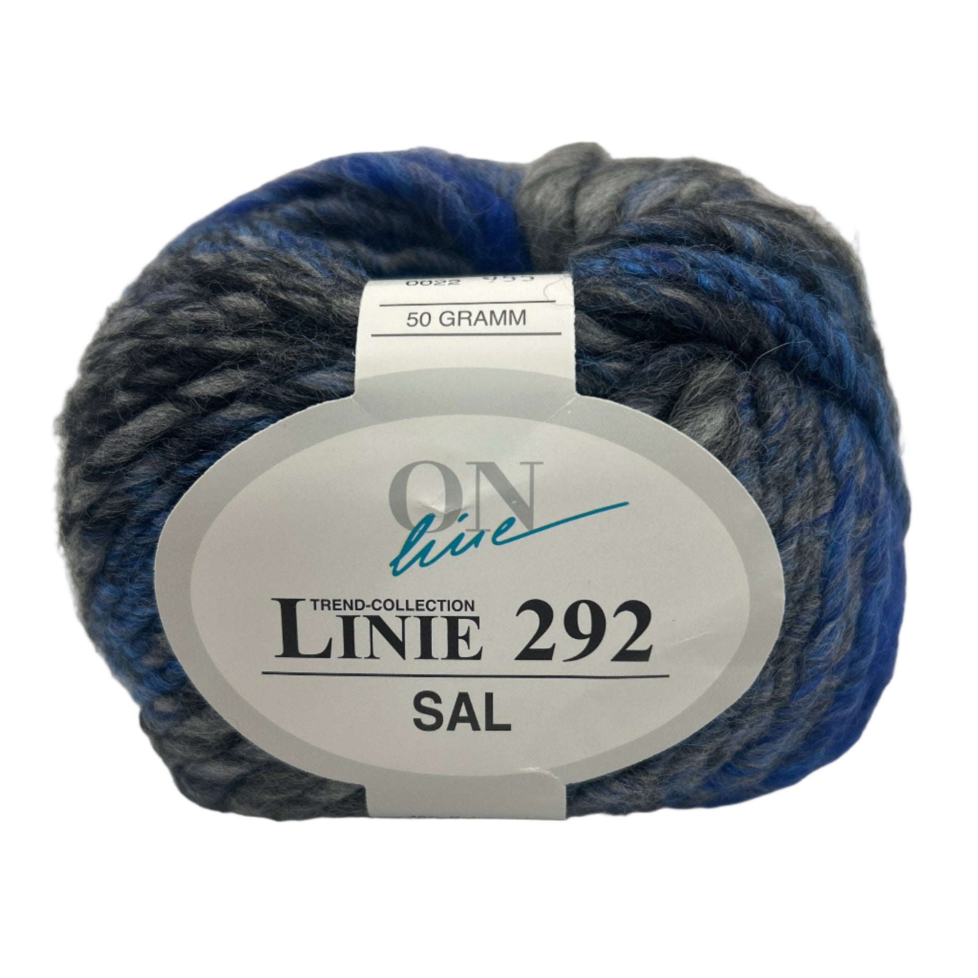 Ball of yarn with a label on a white background