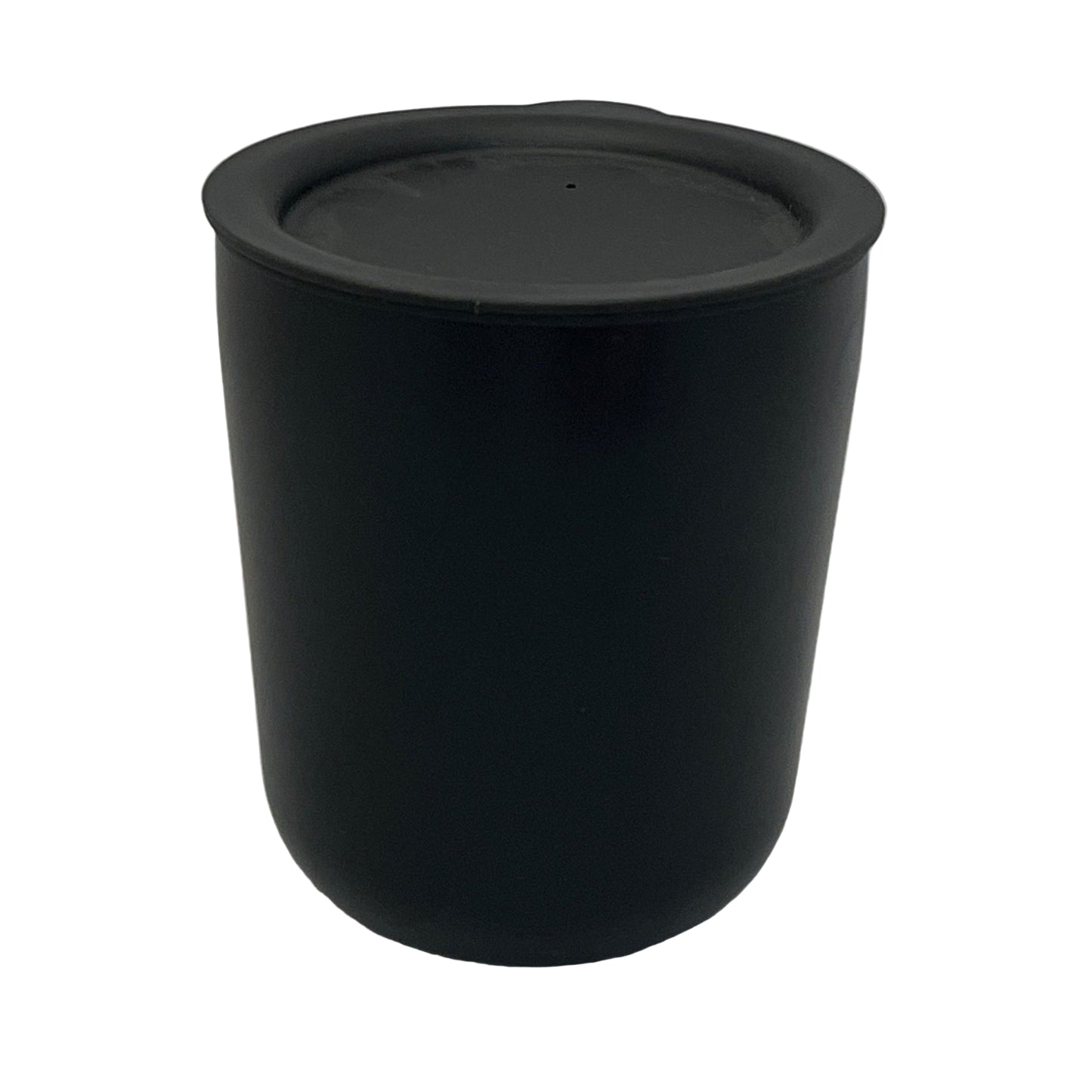 Black mug with lid on a white background