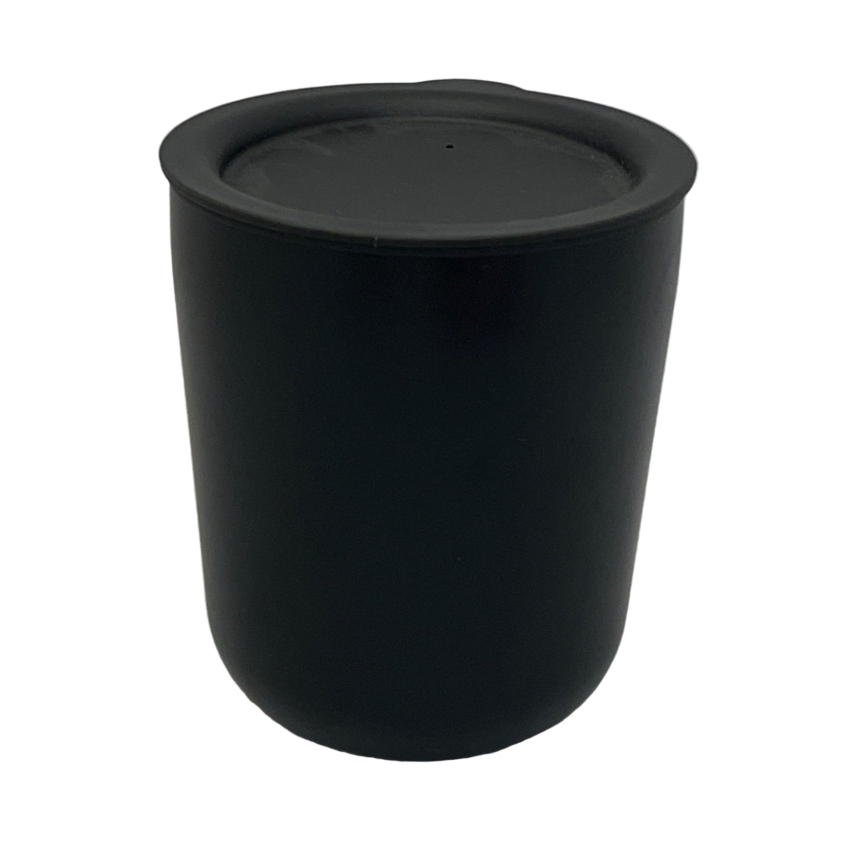 Black mug with lid on a white background
