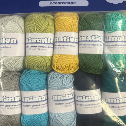 10pc Amigurumi - Oceanscape 25g Yarn Skein Set
