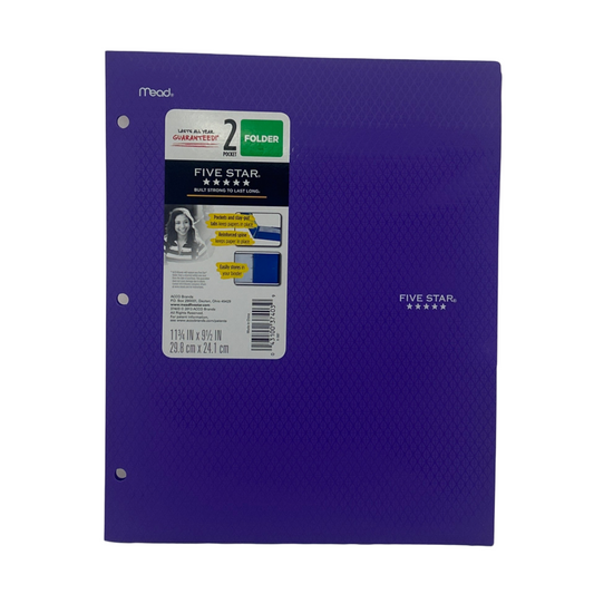 Purple Five Star folder with label on a white background