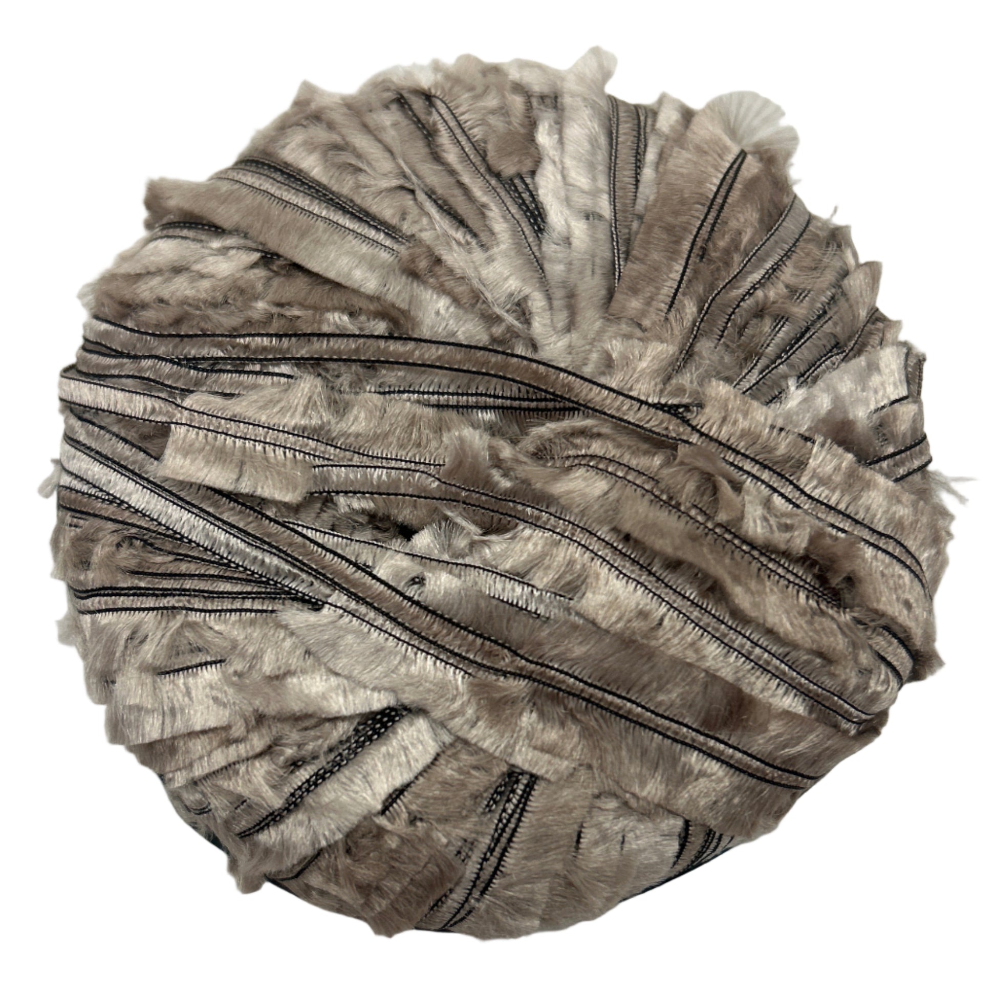 Round decorative item with zippers on a white background
