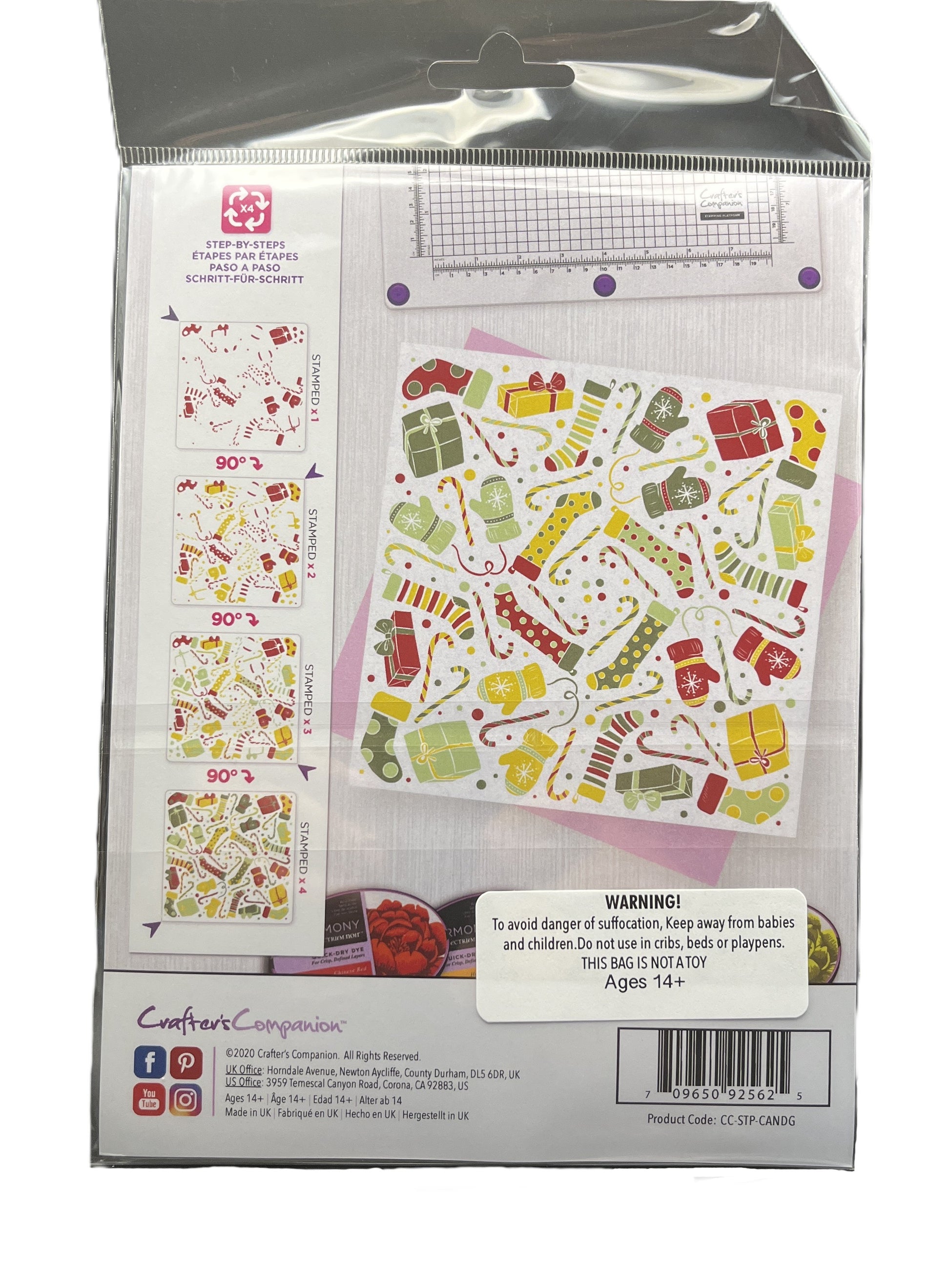 Package of craft stickers with colorful designs on a white background