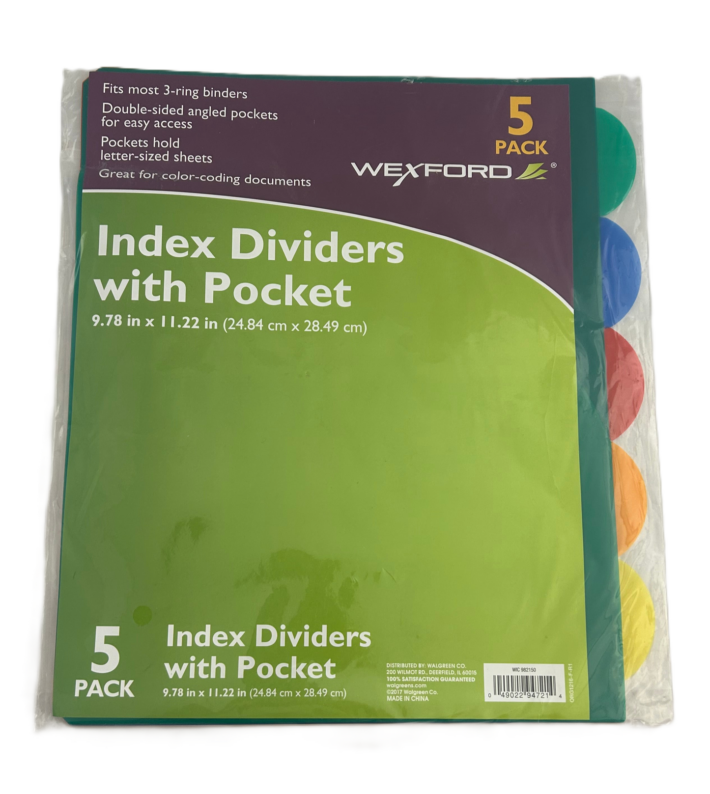 Wexford Index Dividers with Pocket packaging on a white background