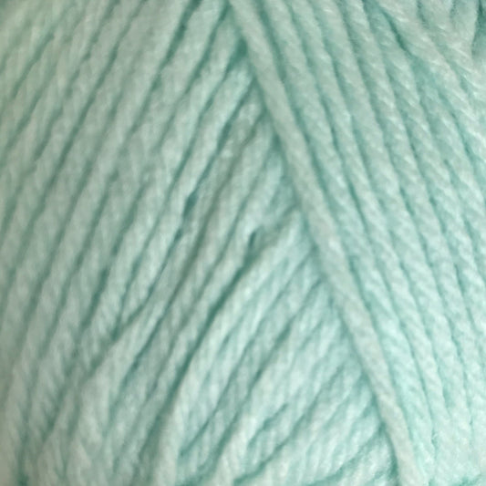 Close-up of light blue yarn with a subtle pattern