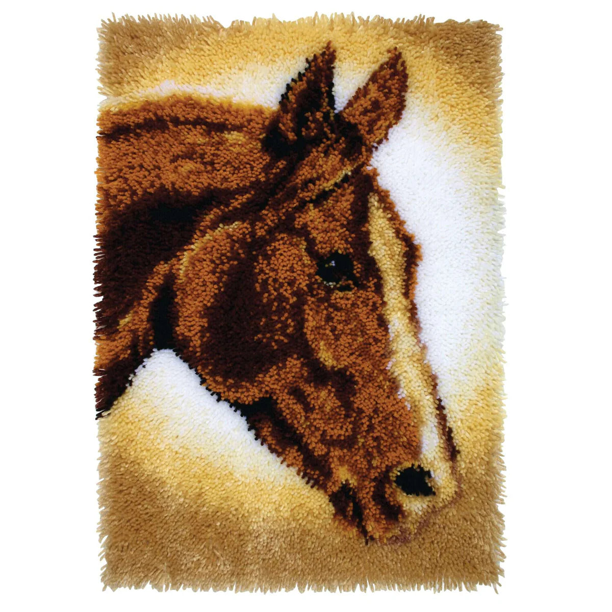 Rug with a horse design on a plain background