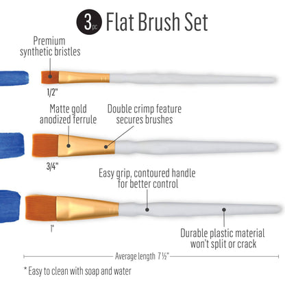 FolkArt ® Gold Taklon Brush Set, 3-Piece