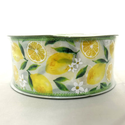 Lemons & Flowers - 2.5” x 50 yds - Wire Edged Premium Ribbon