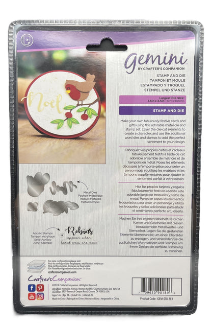 Packaging of a Gemini craft set with a robin design on a white background