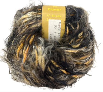 Ball of yarn with a label on a white background