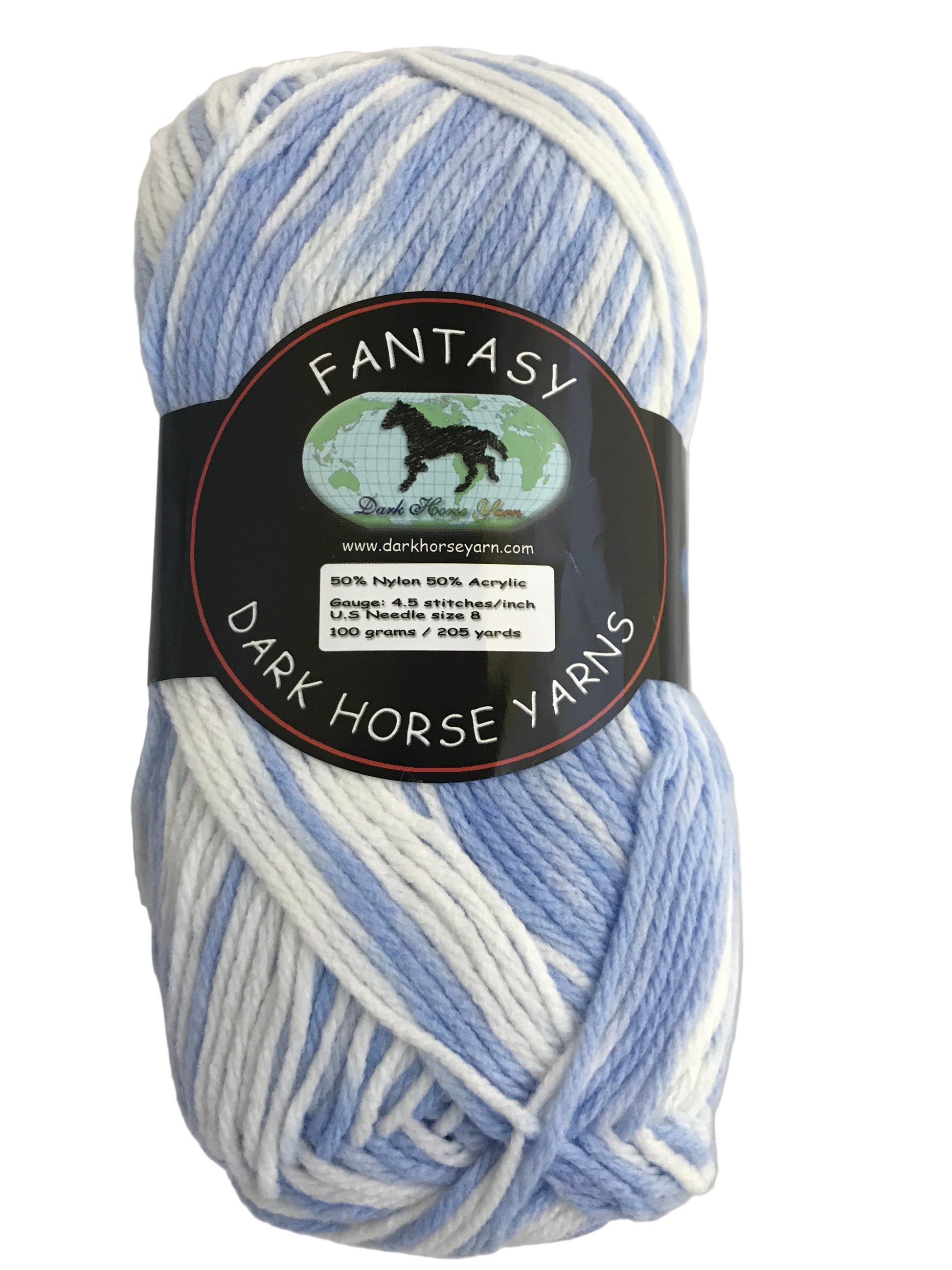 Ball of yarn with a label on a white background