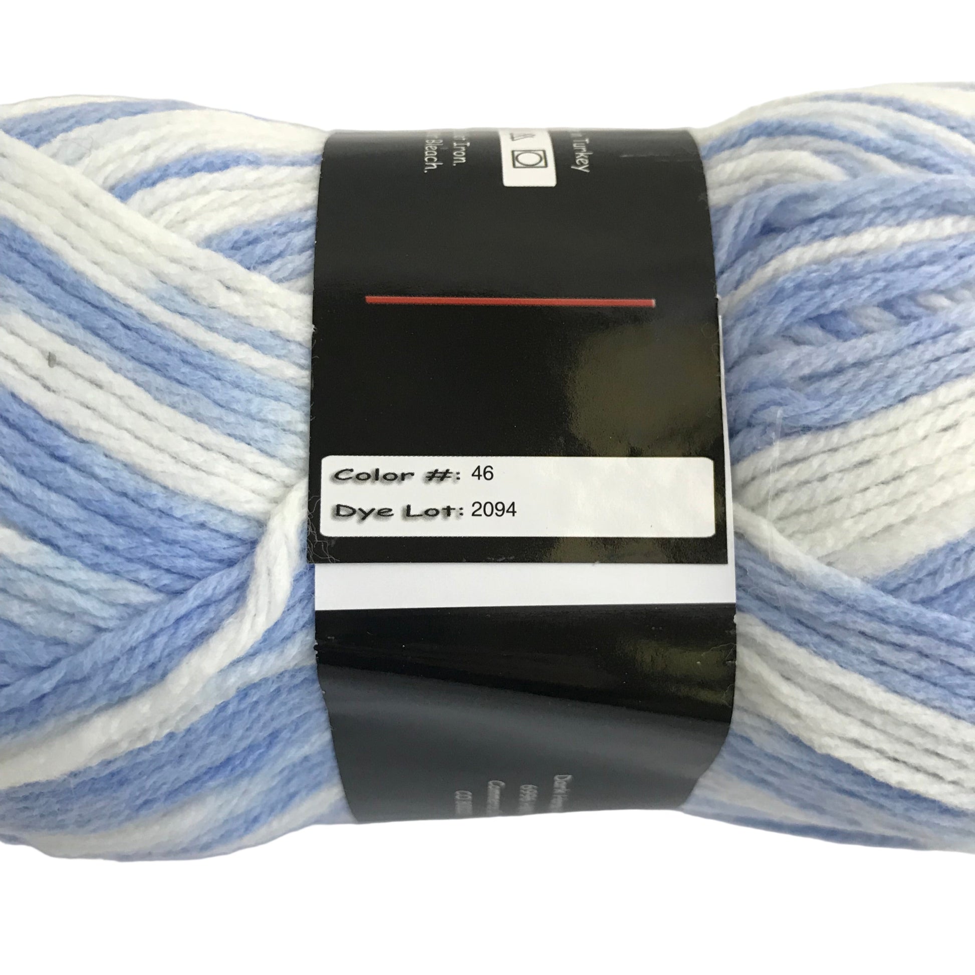 Ball of yarn with a label on a white background