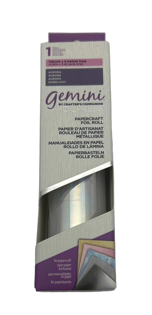 Box of Gemini papercraft foil on a gray background