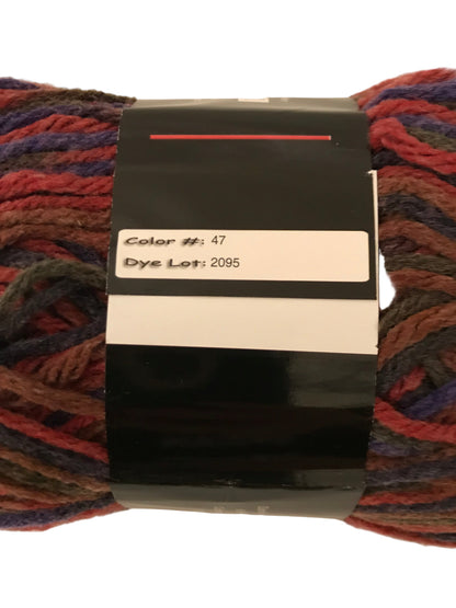 Multicolored yarn with a label on a white background