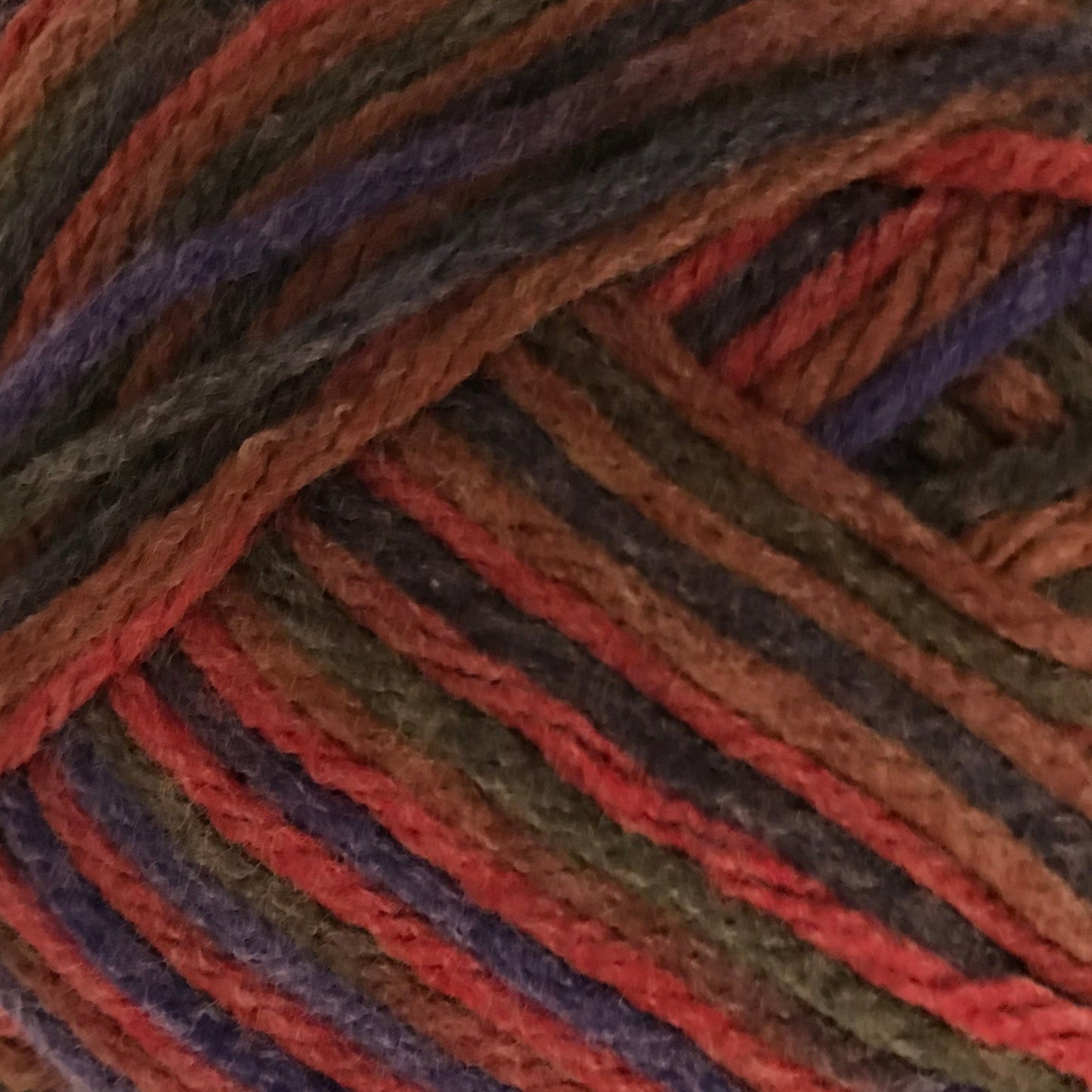Multicolored skein of yarn on a white background