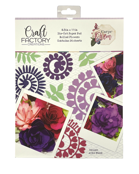 Packaging of Craft Factory Creations paper pad with floral and geometric designs.