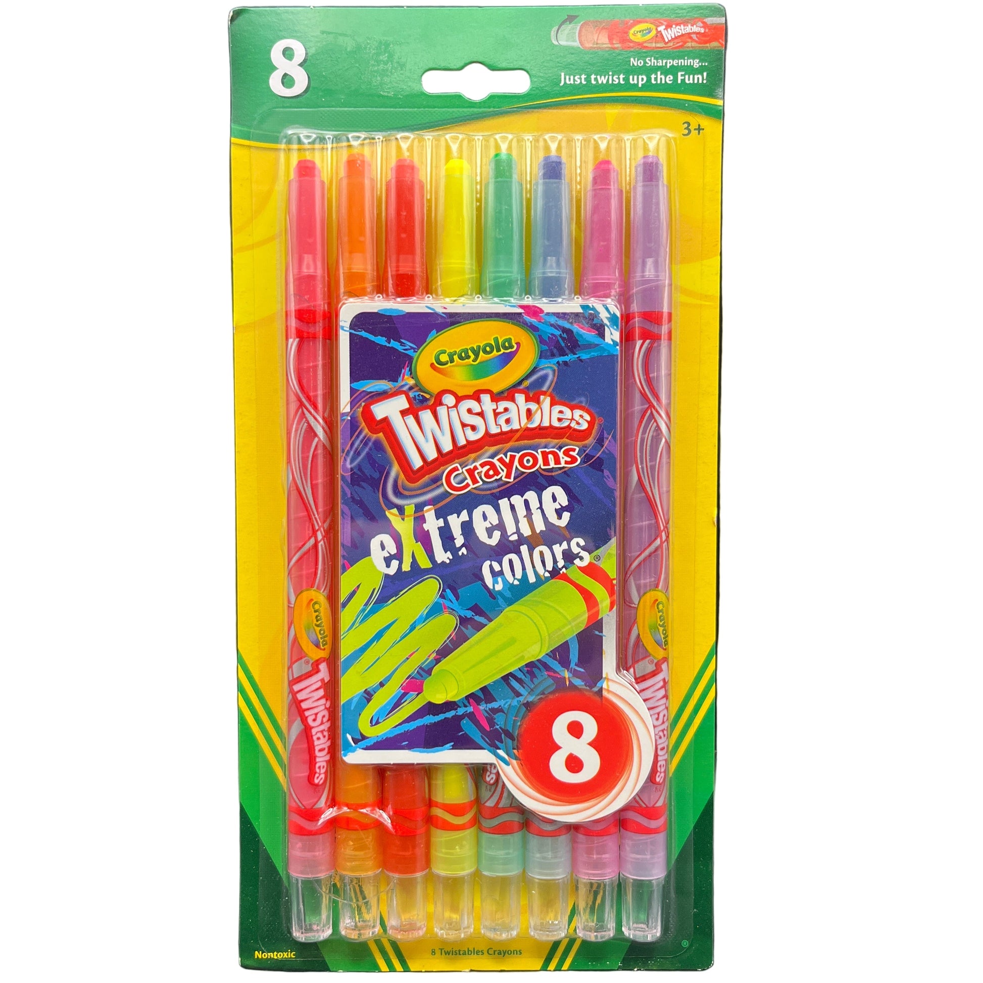 Pack of Crayola Twistables crayons with colorful packaging on a white background