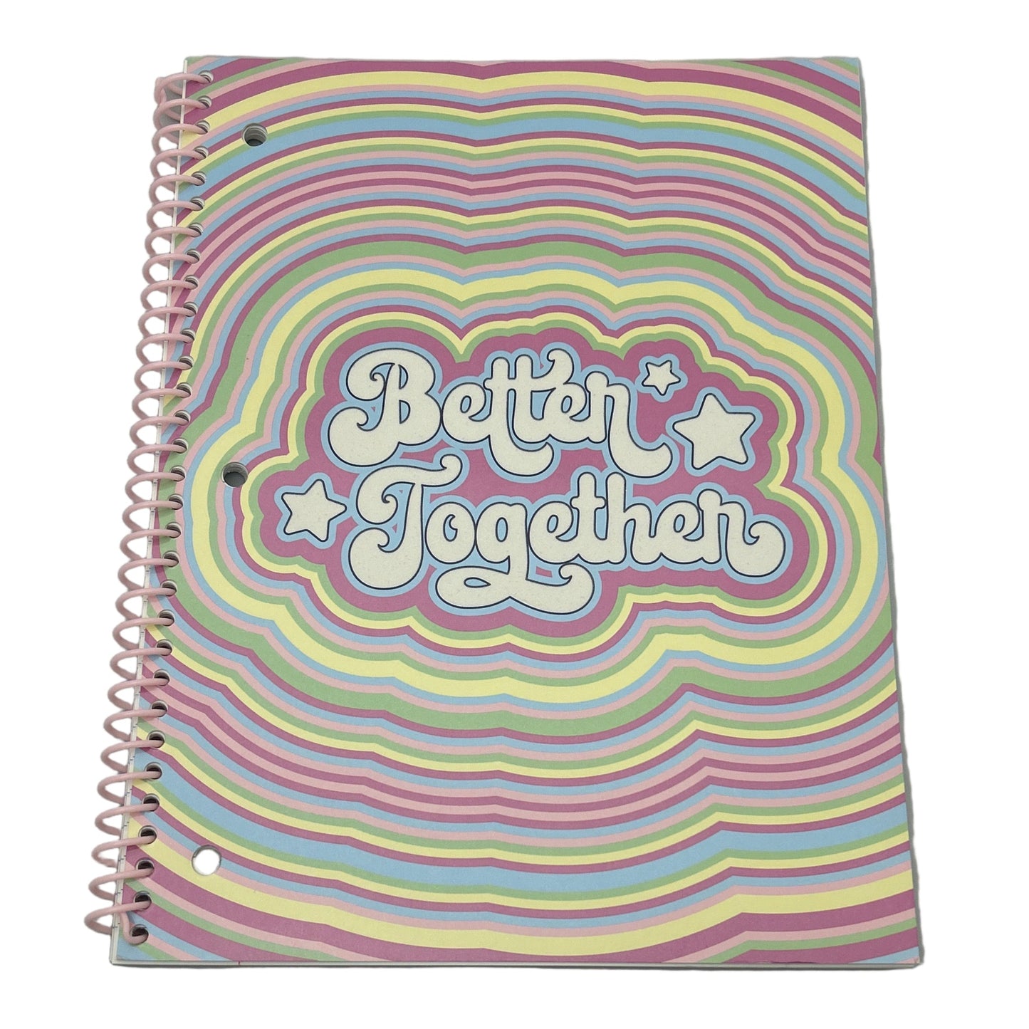 Notebook with 'Better Together' design on a white background