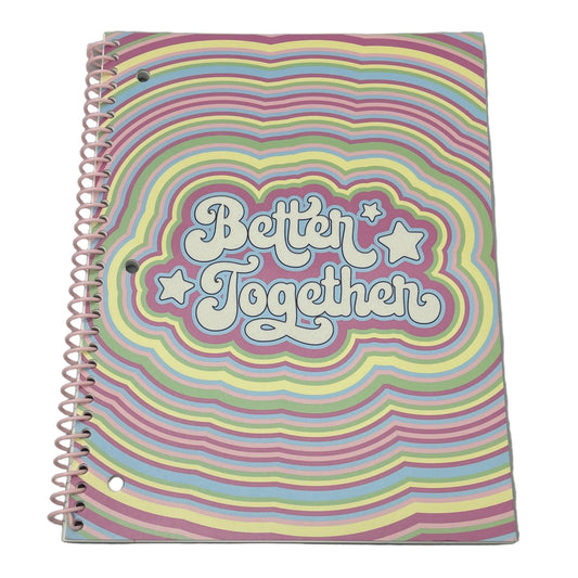 Notebook with 'Better Together' design on a white background