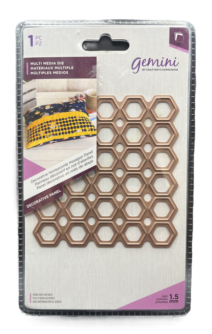 Packaged decorative panel with geometric pattern on a white background