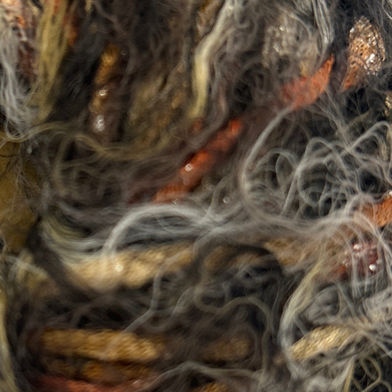 Close-up of multicolored yarn strands