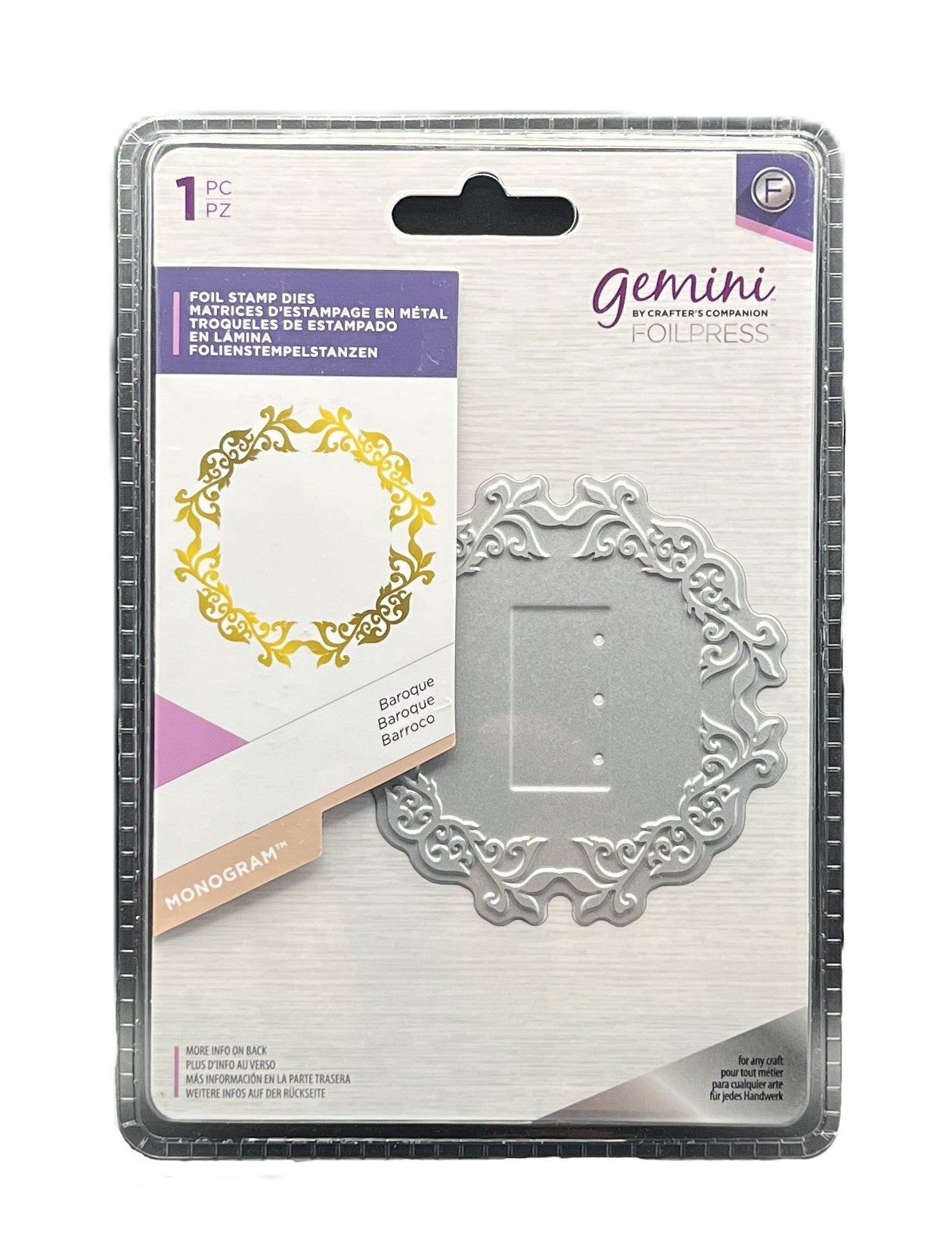 Foil stamp die set in packaging with 'Gemini' branding on a white background