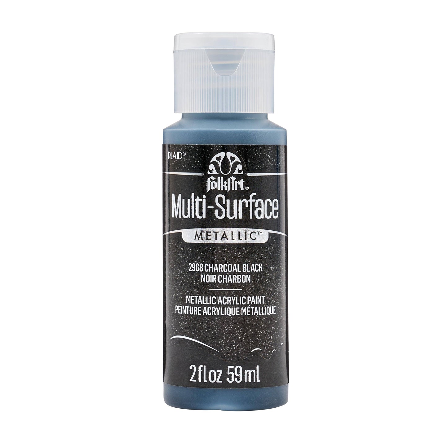 FolkArt Multi-Surface Metallic Paint 2oz - 2968 Charcoal Black