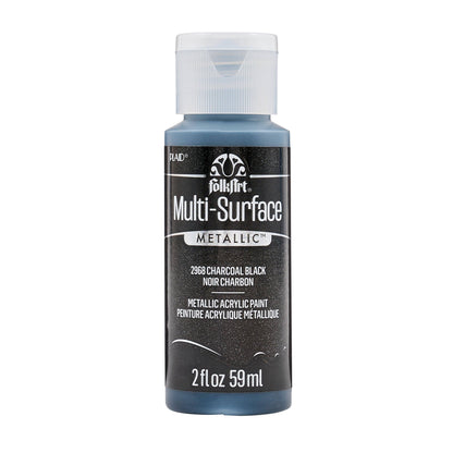 FolkArt Multi-Surface Metallic Paint 2oz - 2968 Charcoal Black