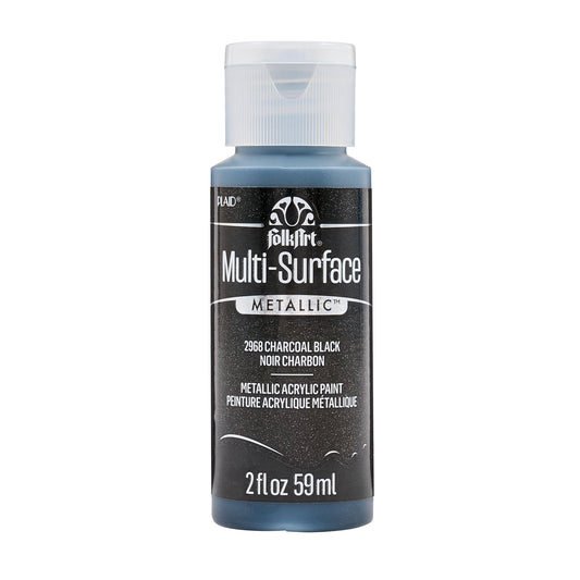 FolkArt Multi-Surface Metallic Paint 2oz - 2968 Charcoal Black