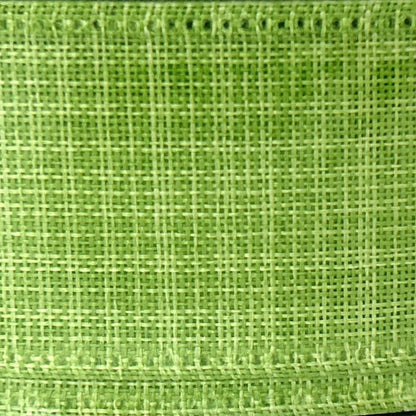 Lime Green Linen Look Solid - 1.5” x 50 yds - Wire Edged Premium Ribbon