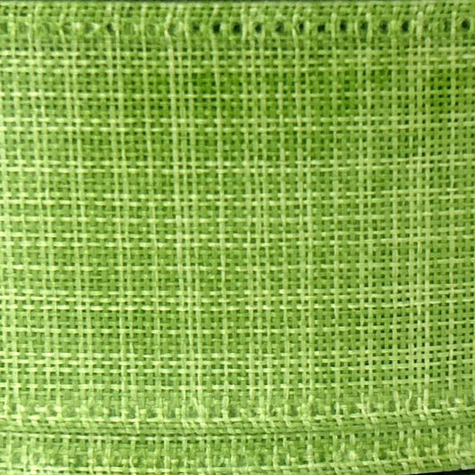 Lime Green Linen Look Solid - 1.5” x 50 yds - Wire Edged Premium Ribbon