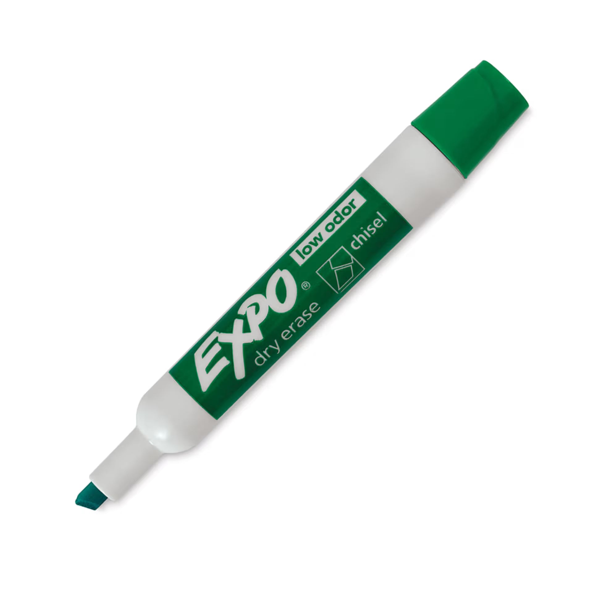 Green dry erase marker with Expo branding on a white background