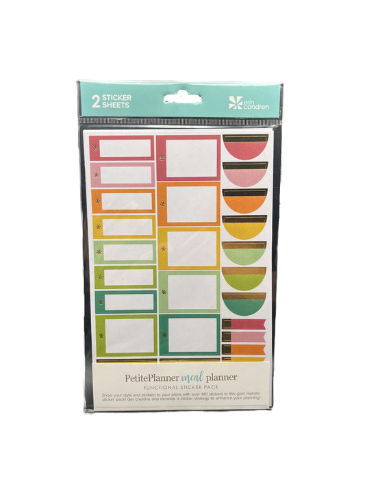 Pack of sticker sheets with colorful geometric designs on a white background