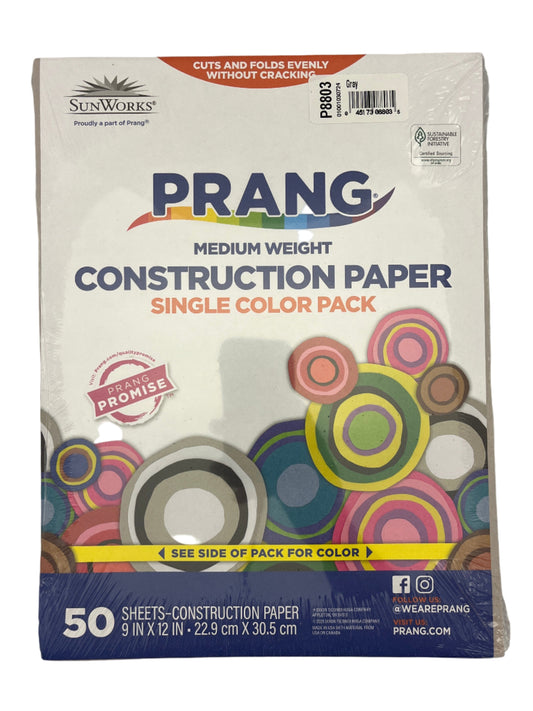 Prang construction paper pack with colorful design on a gray background