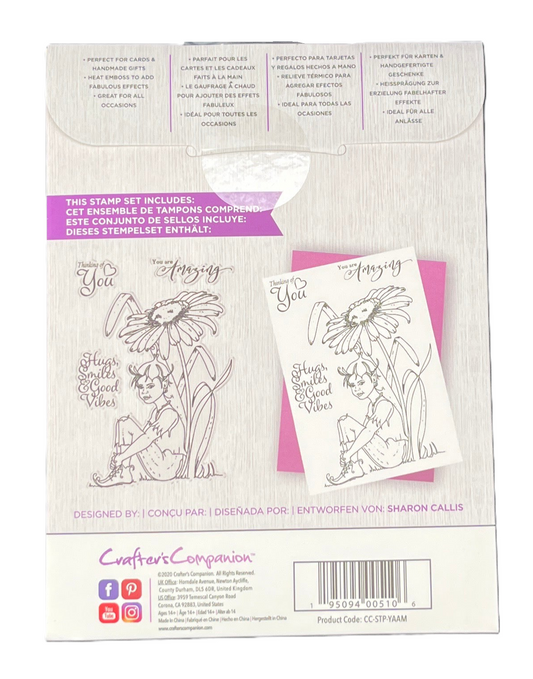 Crafters Companion stamp set packaging with floral design and text