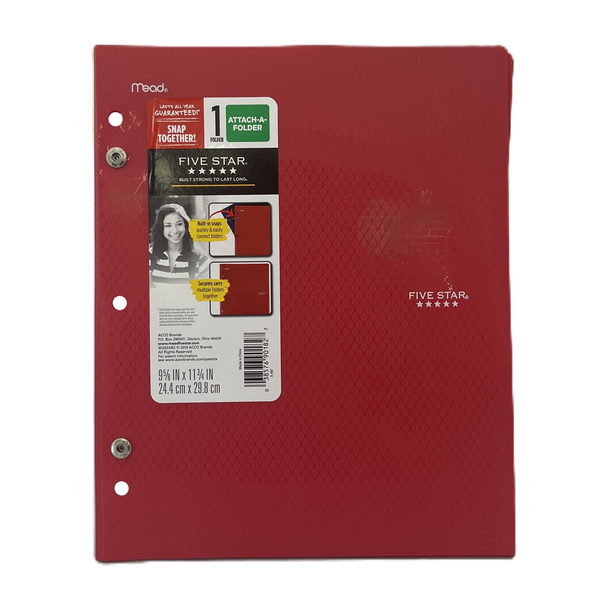 Red Five Star binder with Mead branding on a white background