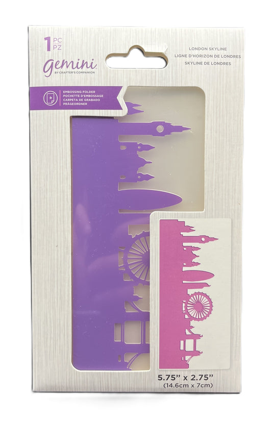 Packaged Gemini ruler with purple and pink design on a white background