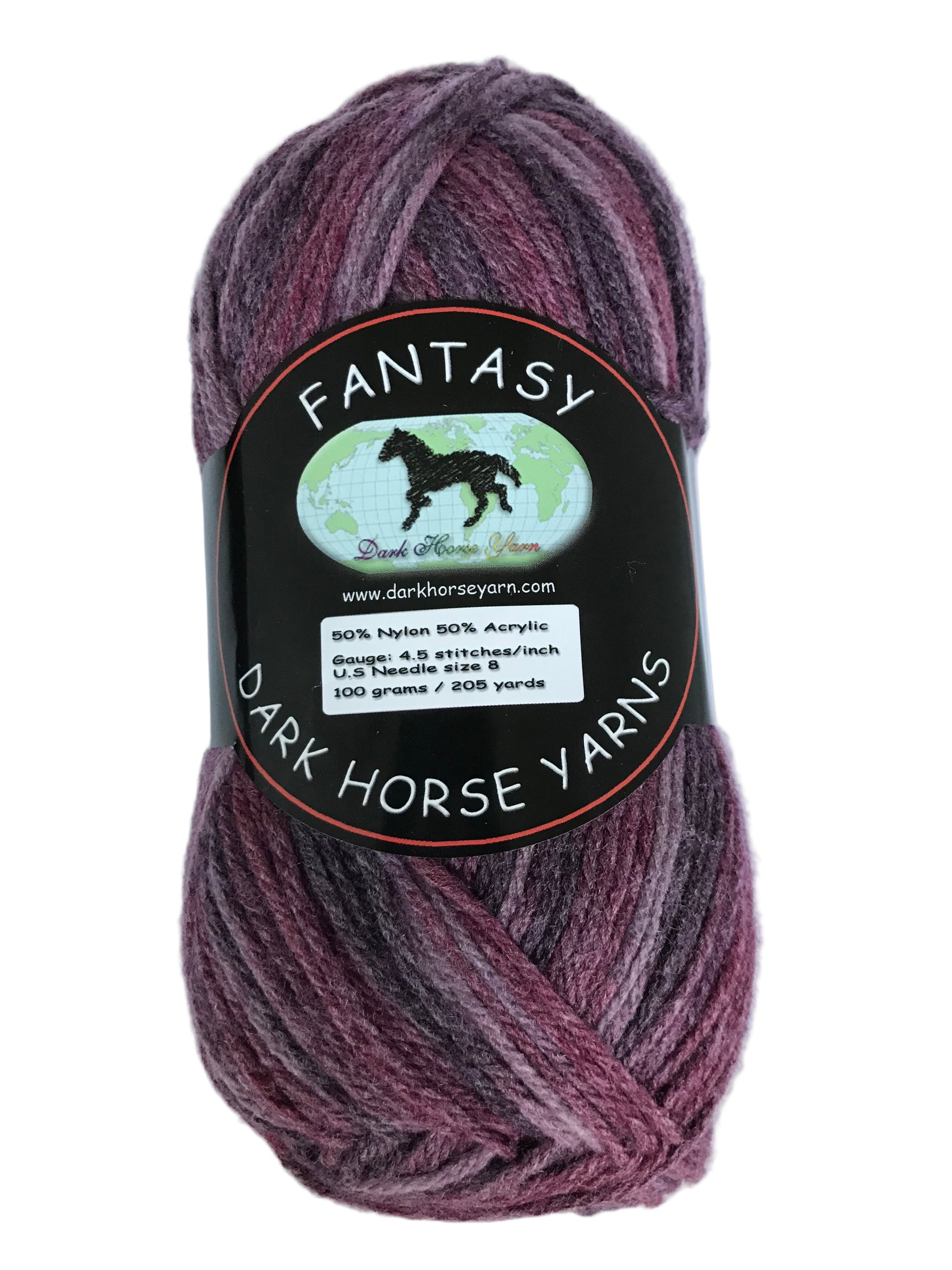 Ball of yarn with 'Dark Horse Yarns' label on a white background