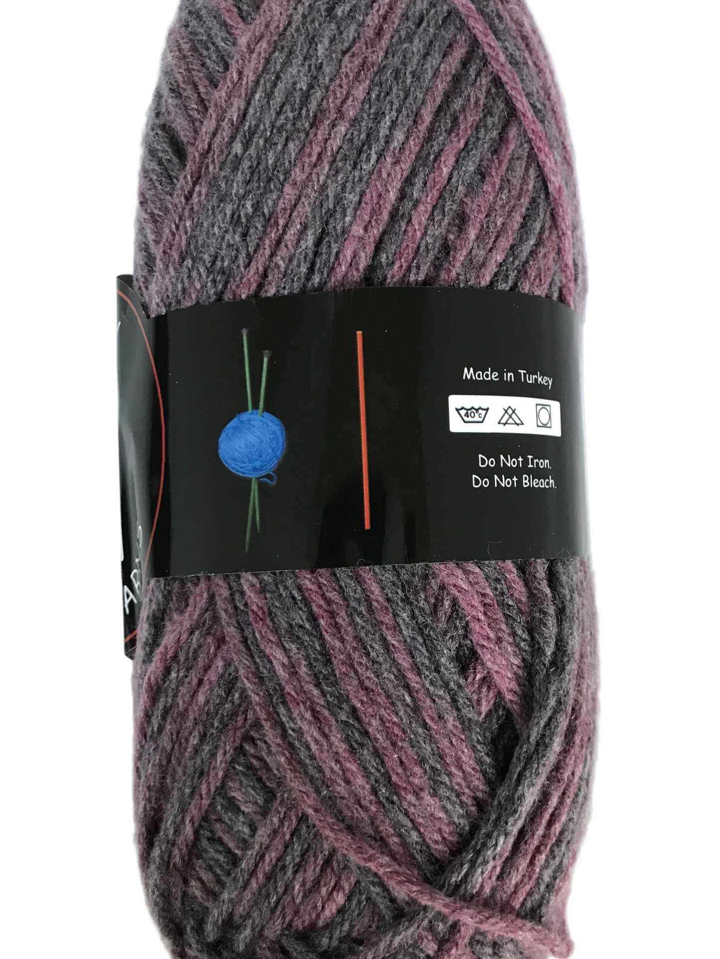 Ball of yarn with a label on a white background
